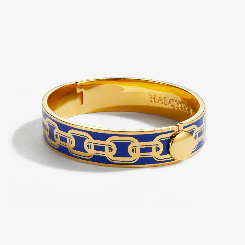 Ladies pearl bangles-Chain Cobalt & Gold Bangle