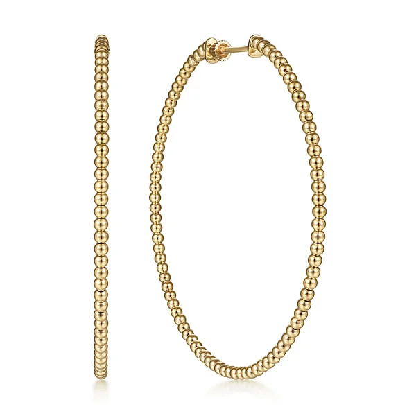 Ladies diamond hoop earrings-14K Yellow Gold Bujukan Classic Hoop Earrings in size 60mm