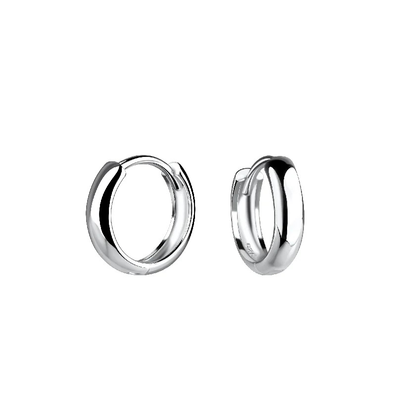 Ladies birthday earrings-10mm Silver Huggie Earrings