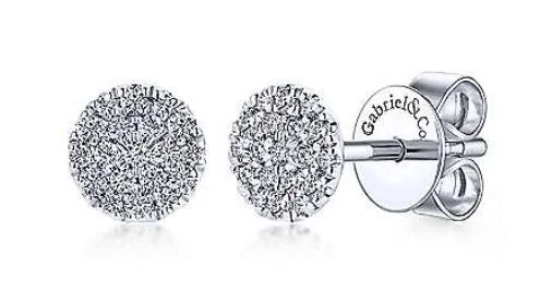 Ladies luxurious diamond earrings-14kt White Gold Diamond Stud Earrings