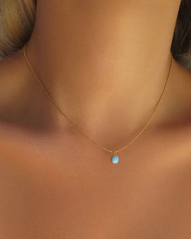 Ladies rose gold necklaces-Turquoise Snake Necklace  - 14k Yellow Gold Fill