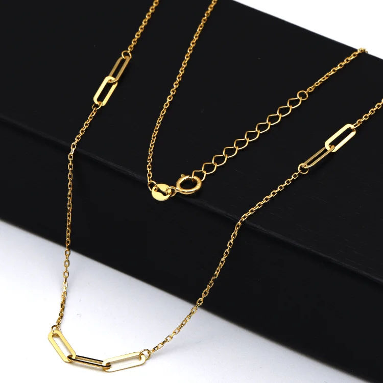 Ladies sapphire necklaces-Real Gold 3 Paper Clip Necklace 7782/IV N1332