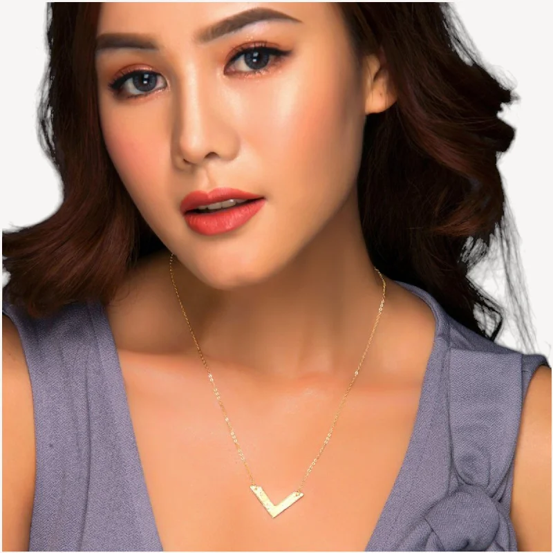 Ladies diamond-studded necklaces-V Shape Chevron Necklace