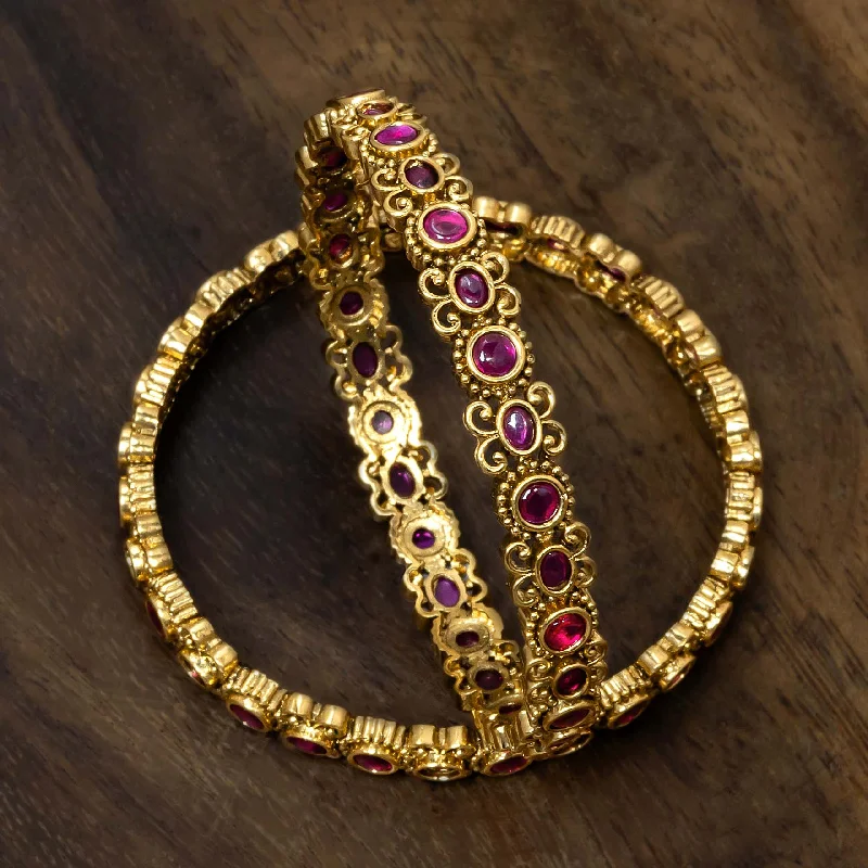 Ladies trendy bracelets-Stone Gheru Bangle PSGRBSR5R-25-063