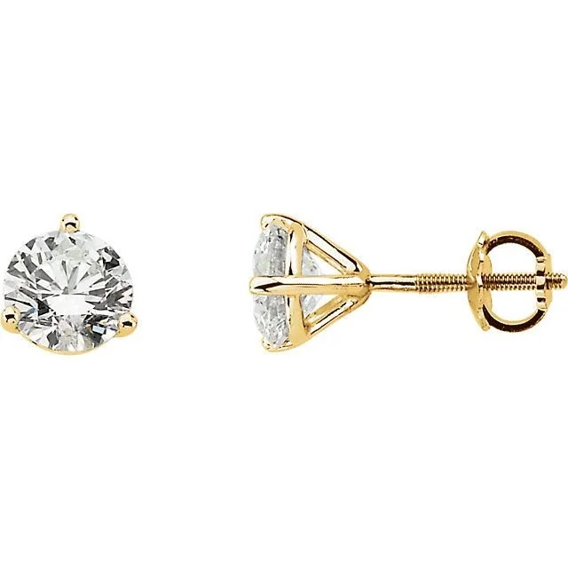 Ladies elegant earrings-Martini-Set Large Diamond Stud 14K Gold Earrings