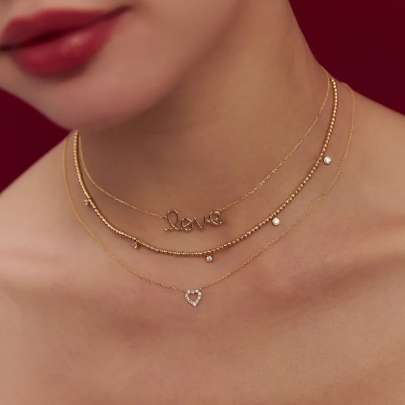 Ladies birthstone necklaces-18K Gold Love Necklace