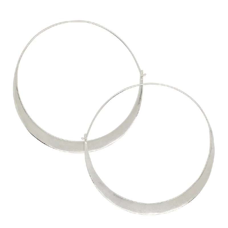 Ladies gold-plated earrings-Arc Hoops in Silver - 2 1/2"