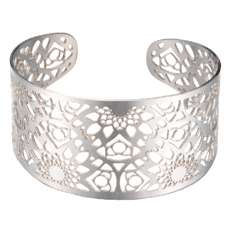 Ladies multi-layer bracelets-Stainless Steel  Hollow Floral Bangle