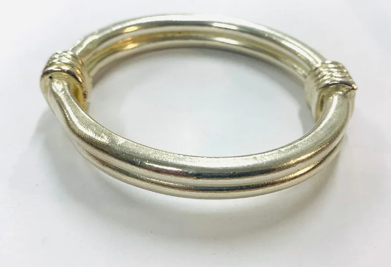 Ladies gold cuff bracelets-Double Classic silver bangle