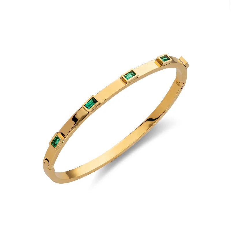 Ladies gemstone bangles-Emerald bangle gold 18K