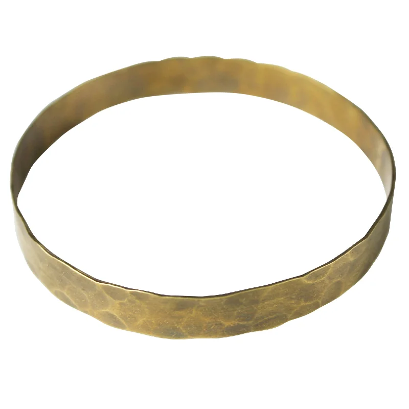 Ladies diamond bangles-Eve Hammered Bangle, Brass - Lrg