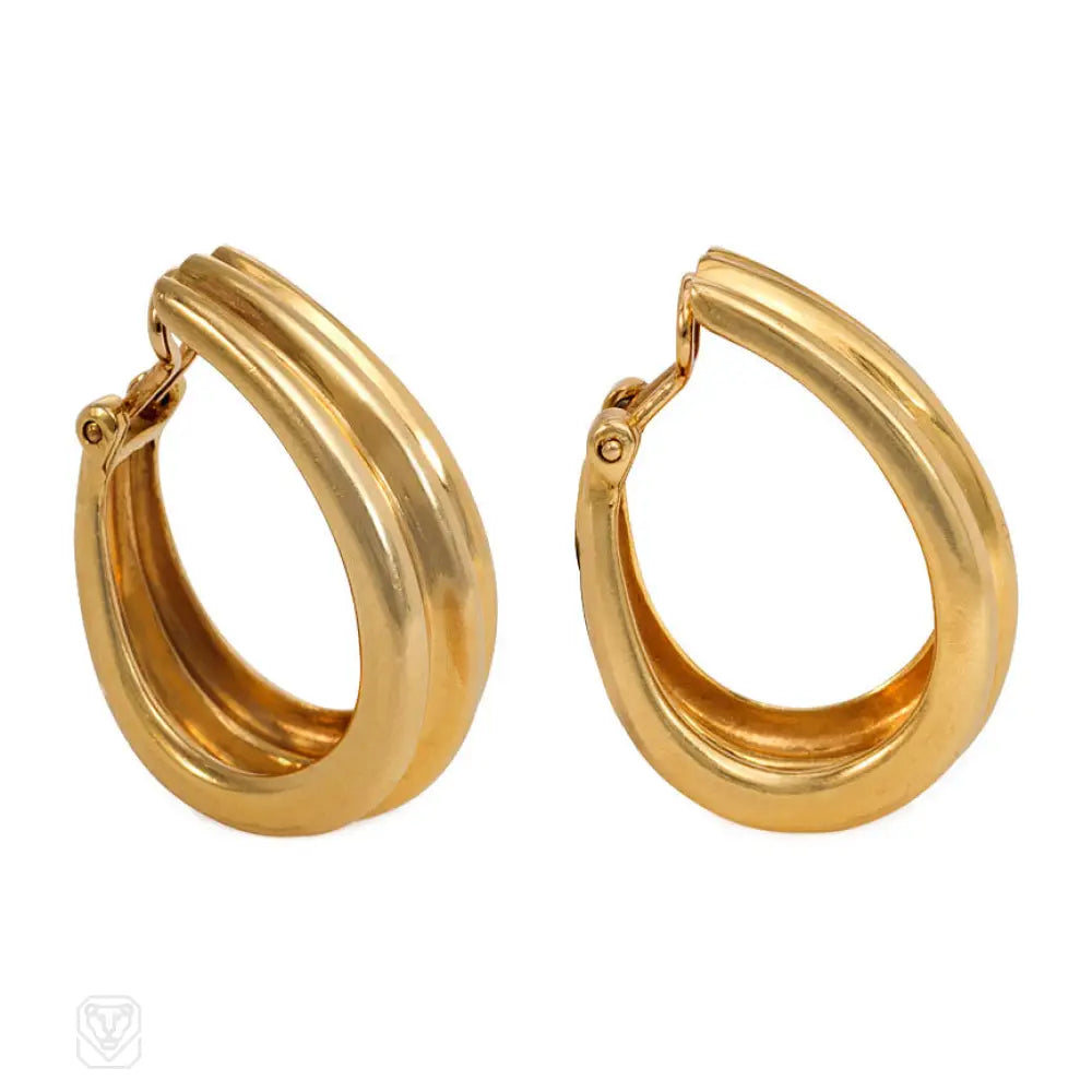 Ladies luxury gemstone earrings-Gold hoop earrings, Hermès