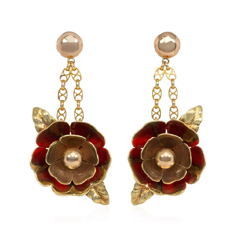 Ladies diamond drop earrings-Retro Cartier flower earrings, adapted