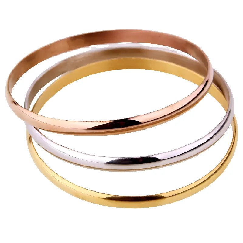 Ladies fancy bangles-Stainless Steel 3Pc Bangle Set 5mm x 68mm