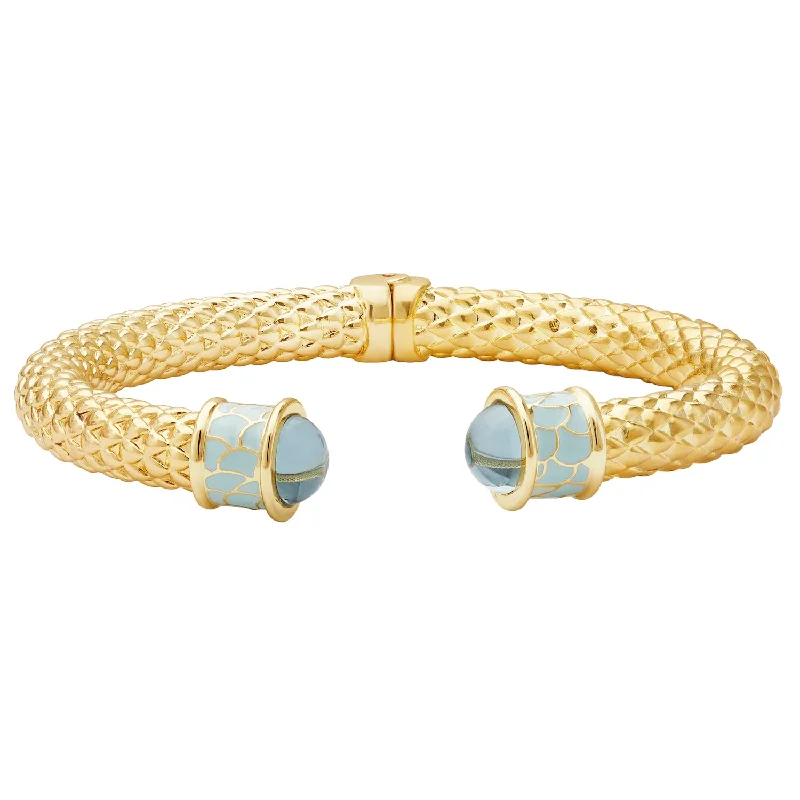 Ladies colorful bangle bracelets-Minoan Torque Aquamarine & Gold Bangle