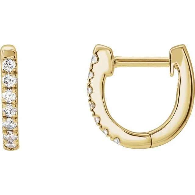 Ladies gold stud earrings-10mm Diamond Huggie Hoop Earrings