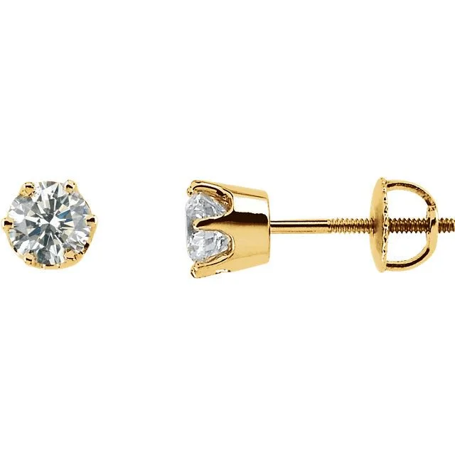 Ladies chunky earrings-Diamond Stud 14K Gold Solitaire Earrings