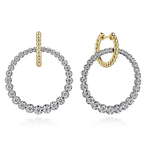 Ladies floral earrings-14kt Circle Huggie Diamond Earrings