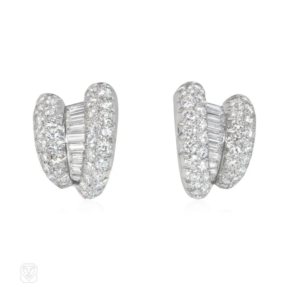 Ladies tassel earrings-Köchert Retro diamond hoop earrings.