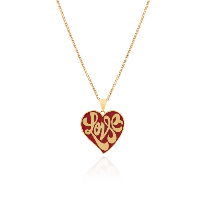 Ladies friendship necklaces-Enamel Heart Love Necklace