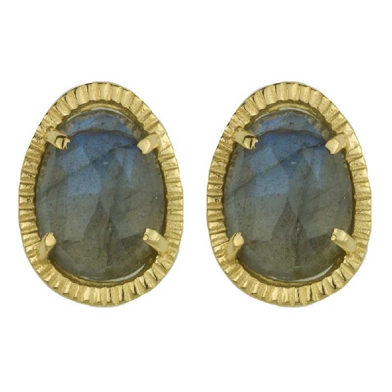 Ladies classic gold earrings-Organic Orb Earrings in Labradorite