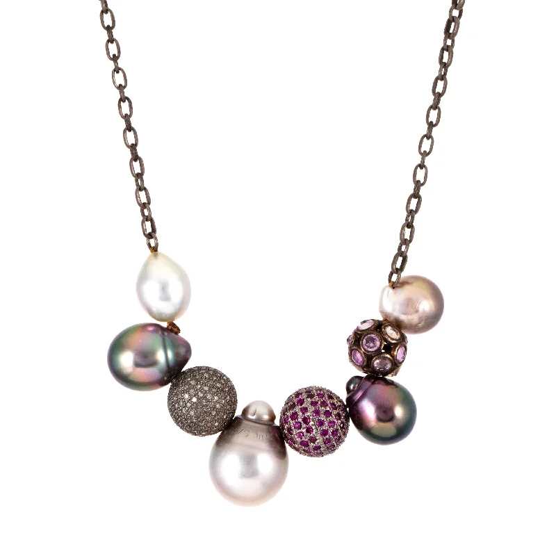 Ladies infinity link necklaces-Pearl Cluster Necklace