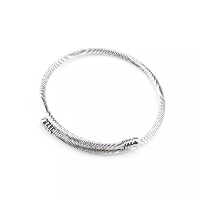 Ladies classic gold bangles-Stainless Steel 3mm Wire Bangle