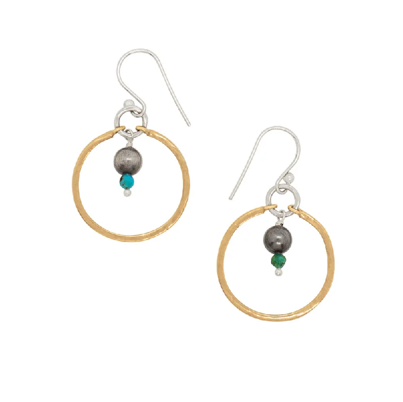 Ladies gold chandelier earrings-Bonfire Circle Earrings in Turquoise