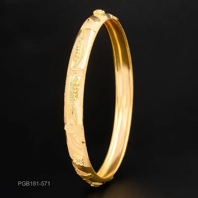 Ladies gold and diamond bracelets-4CT HEAVY GOLD PLATED BOHO STYLE BANGLE PGB181-571