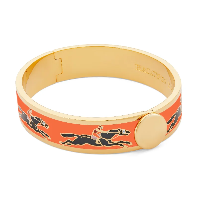 Ladies antique bracelets-Race Horse Orange, Black & Gold Bangle