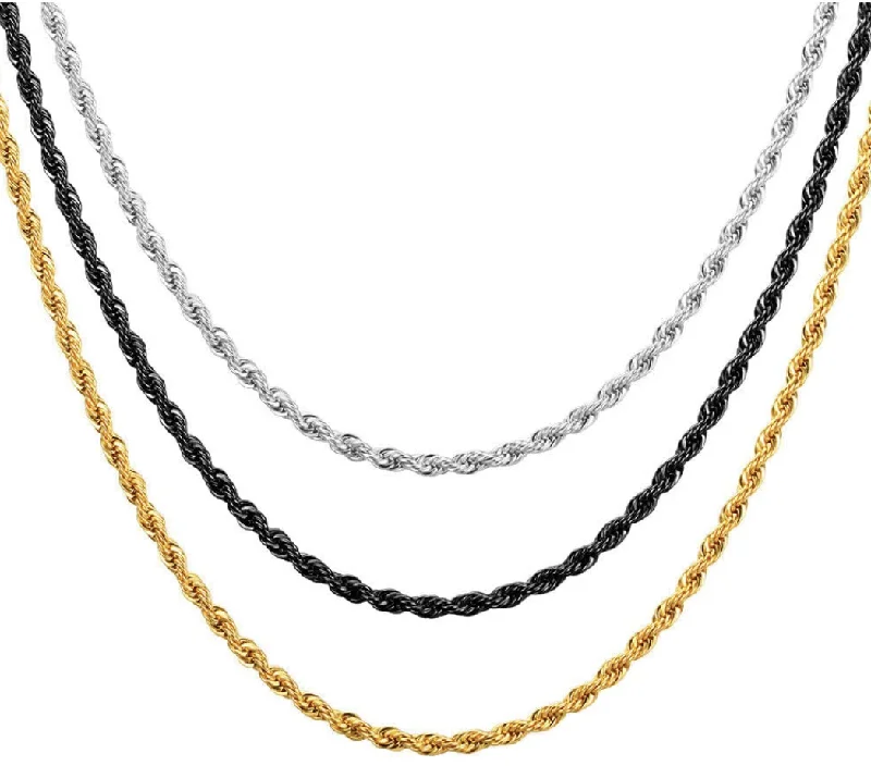 Ladies gemstone necklaces-Twisted Rope Chain Necklace | Titanium Steel