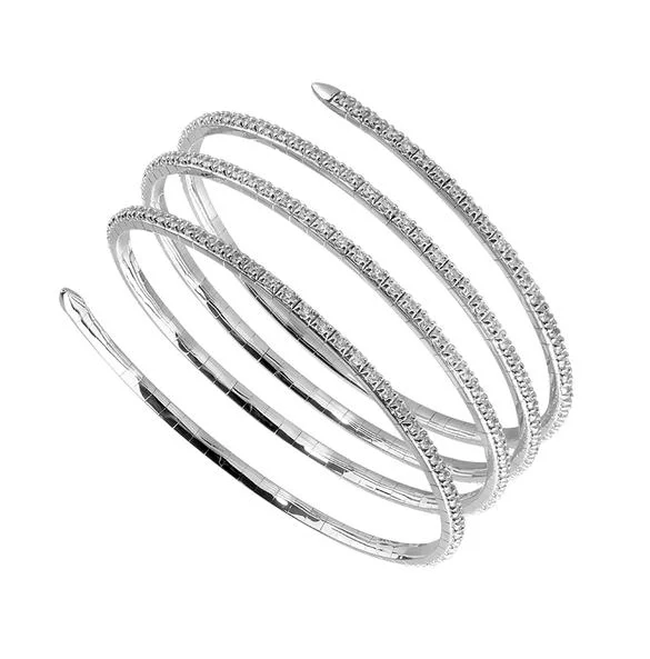 Ladies tennis bracelets-White Gold Multi-Row Diamond Flexi Bangle