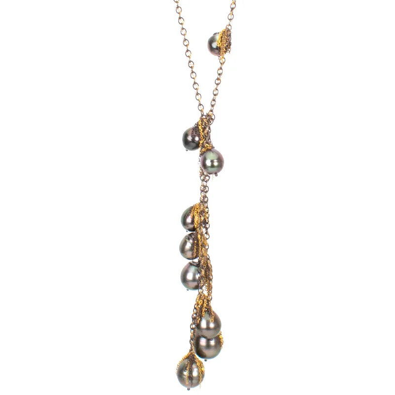 Ladies infinity link necklaces-Tahitian Pearl Lariat