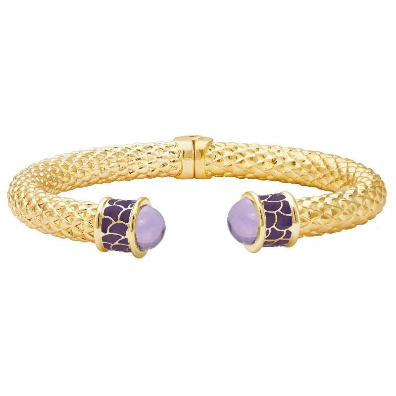 Ladies crystal bracelets-Minoan Torque Amethyst & Gold Bangle