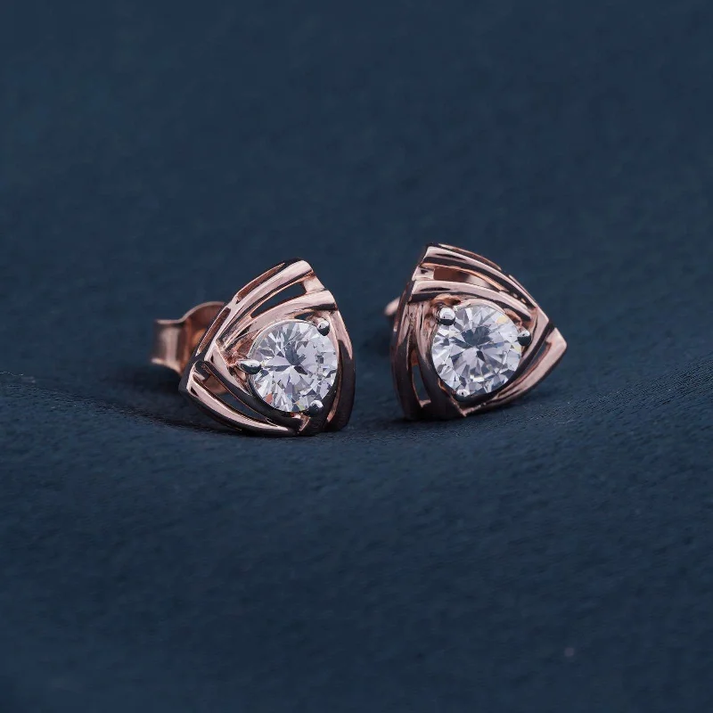 Ladies vintage-style earrings-Rose Gold Triage of life Stud