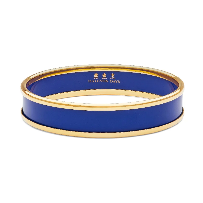 Ladies bangle bracelets-Cobalt & Gold Enamel Bangle