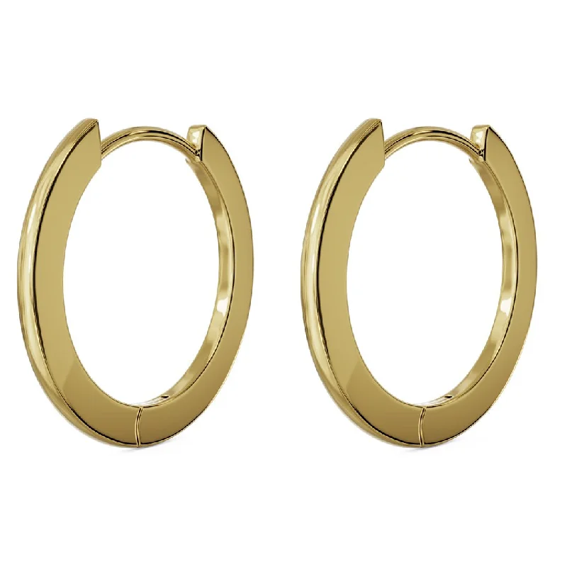 Ladies crystal drop earrings-20mm Solid Gold Huggie Hoop Earrings