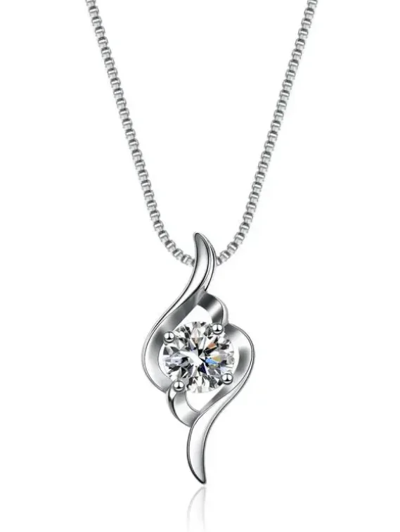 Ladies statement jewelry necklaces-Pendant Necklace | S925 | Moissanite