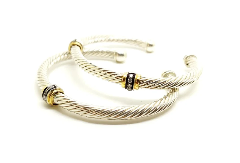 Ladies handmade bangle bracelets-Stackable Cable Collection Bangle in Diamond( price for 1 pc)