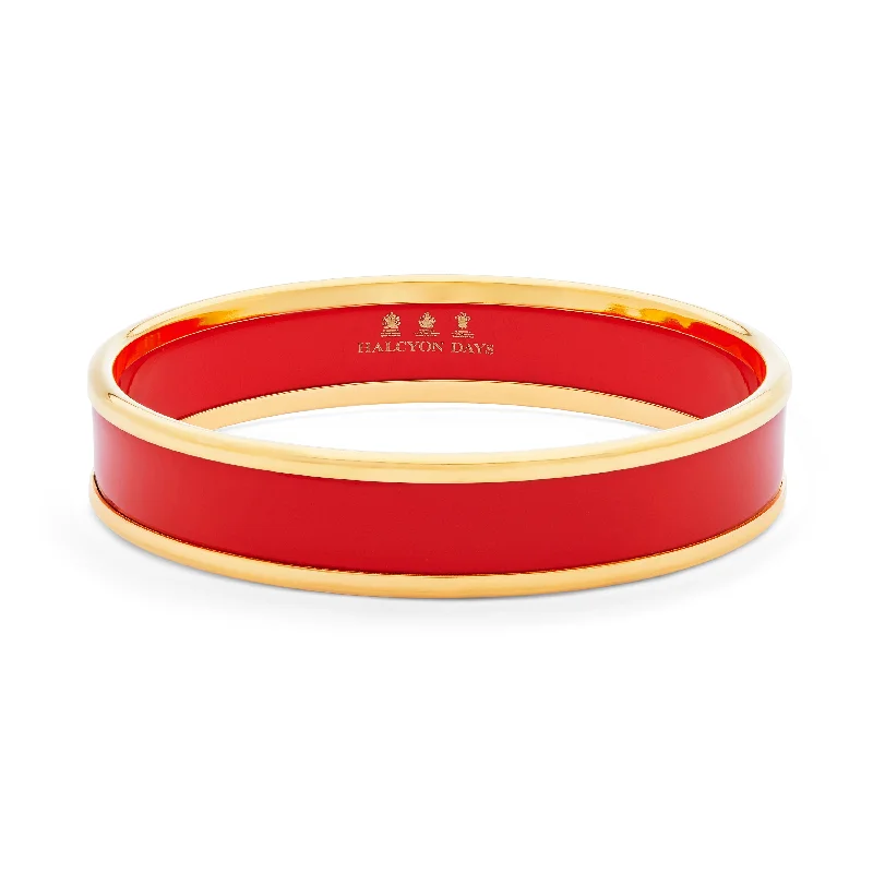 Ladies trendy bracelets-Red & Gold Enamel Bangle