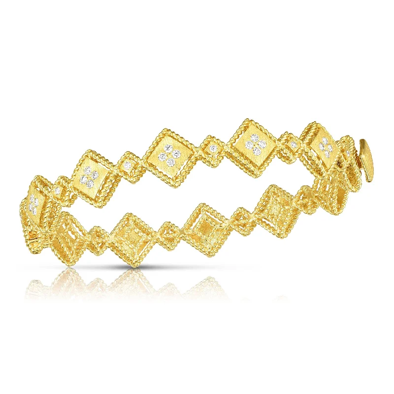 Ladies stackable bangles-18K Palazzo Ducale Satin Bangle with Diamond Accent