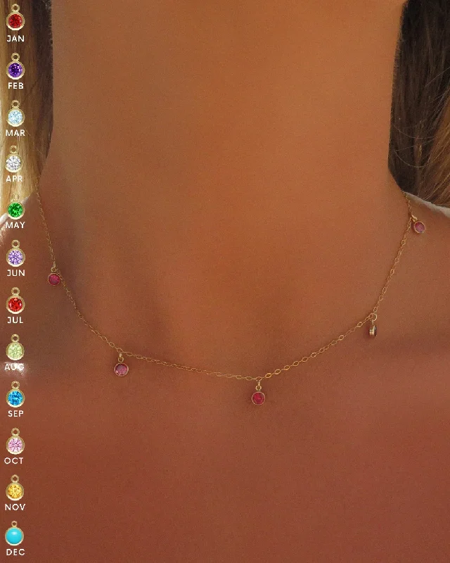 Ladies trendy necklaces-Five Birthstone Necklace - 14K Yellow Gold Fill