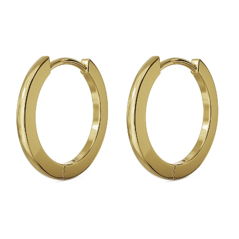 Ladies heart-shaped stud earrings-15mm Solid Gold Huggie Hoop Earrings