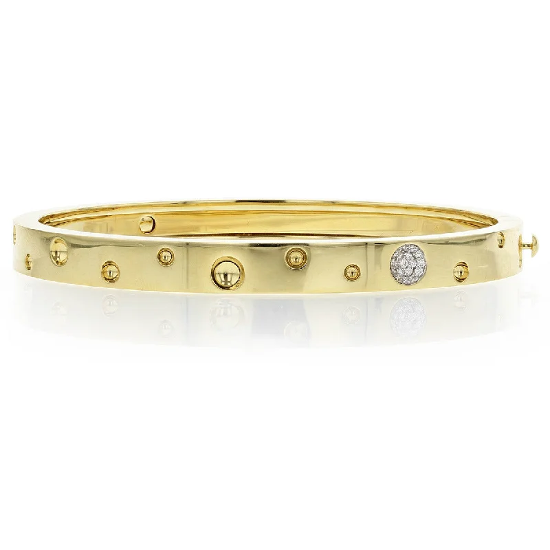 Ladies silver bangles with diamonds-18K Gold Diamond Accent Pois Moi Luna Thin Bangle