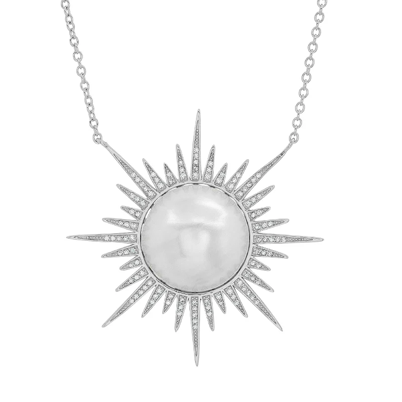 Ladies sapphire necklaces-CZ Sunburst Necklace