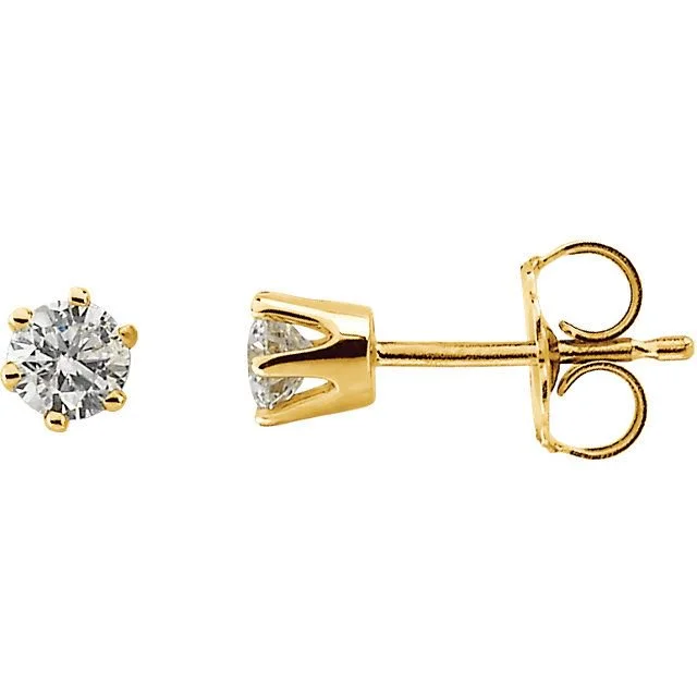 Ladies pearl and gold earrings-Petite Diamond Stud 14K Gold Earrings