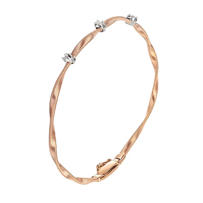 Ladies bridal bracelets-18K Rose Gold and Diamond Stackable Bangle