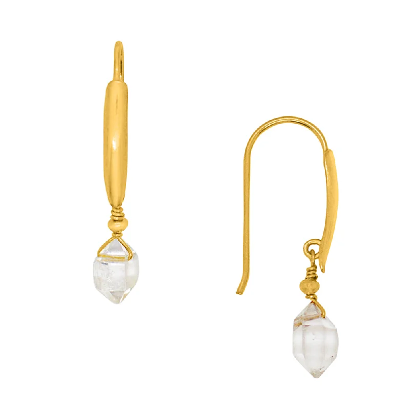 Ladies crystal drop earrings-Topside Herkimer Hook Earrings in Gold | Available to Ship January 28, 2025