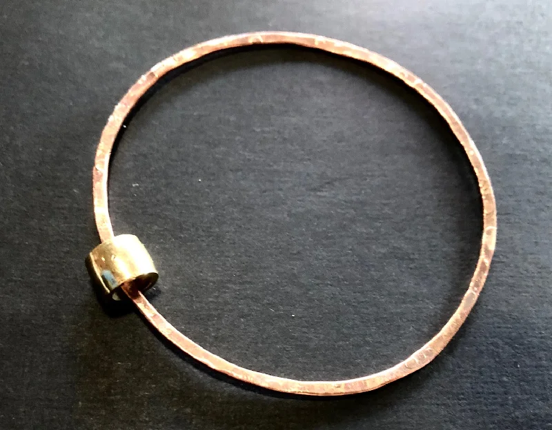 Ladies bridal bangle sets-Thin copper bangle with brass bead