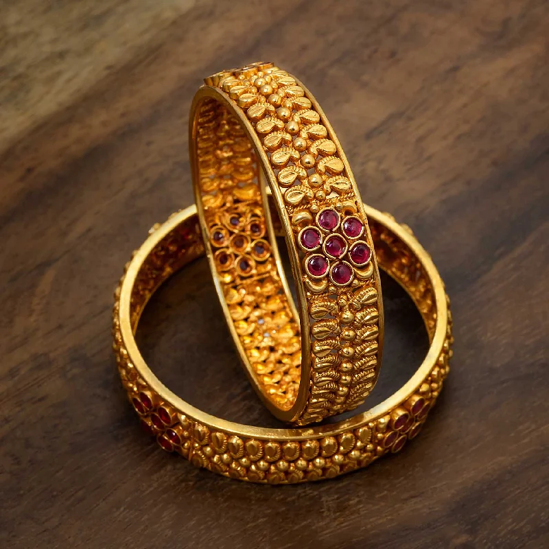 Ladies rose gold bangles-Stone Gheru Bangle PSGRBSR18R-23-006